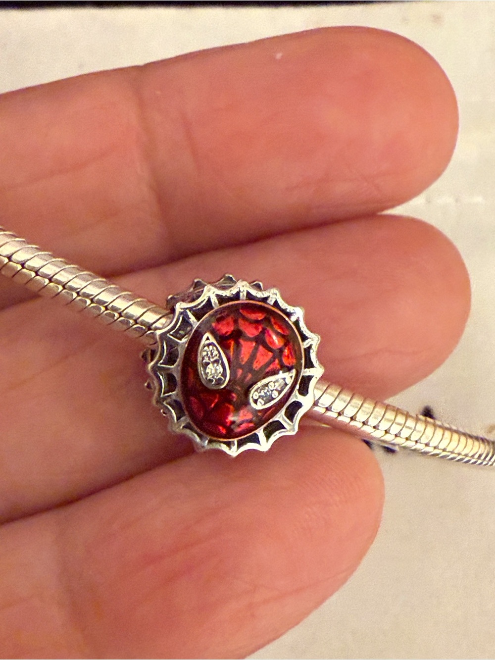 Pandora Red Glass Floral Sparkle Charm